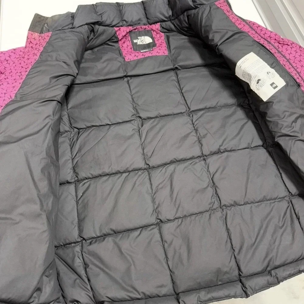 The North Face Puffer Lhotse Jacket Mens Pink Black Excellent 700 Down Monogram